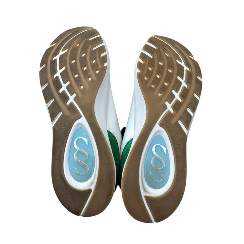 Saysh Two Leather Athletic Shoes Women’s Size US 7 Satin Laces White & Green